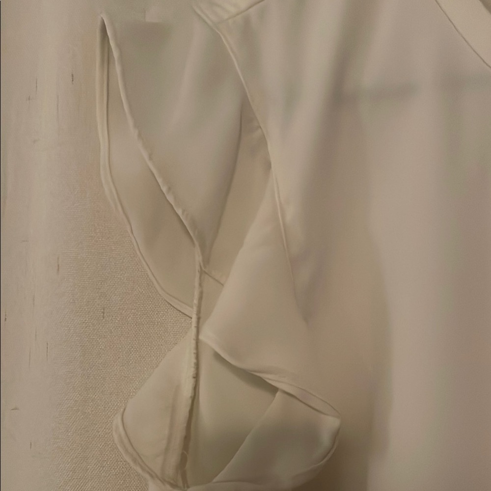 J. Crew Off White Ruffled Cap Sleeve Blouse - Picture 4 of 5